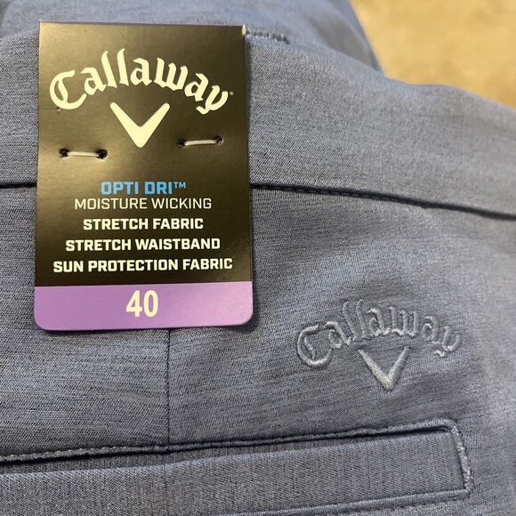 CALLAWAY Men's Golf Shorts Opti Dri 9” Inseam Sun Protection Blue Size 40 - Picture 8 of 8